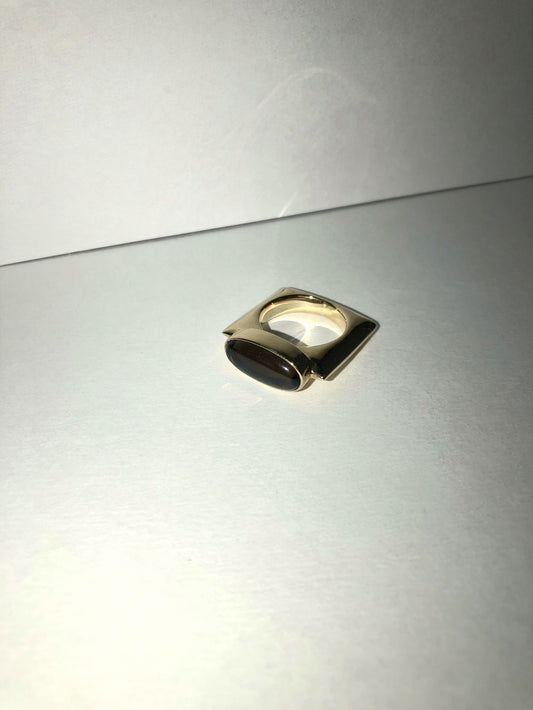 square at stone ring /  smokyquartz